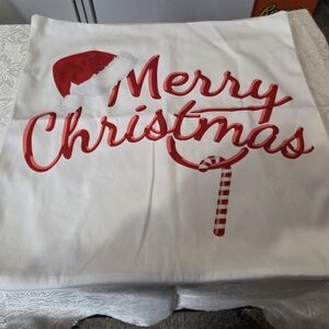 Merry Christmas Pillow Cover - Red and White